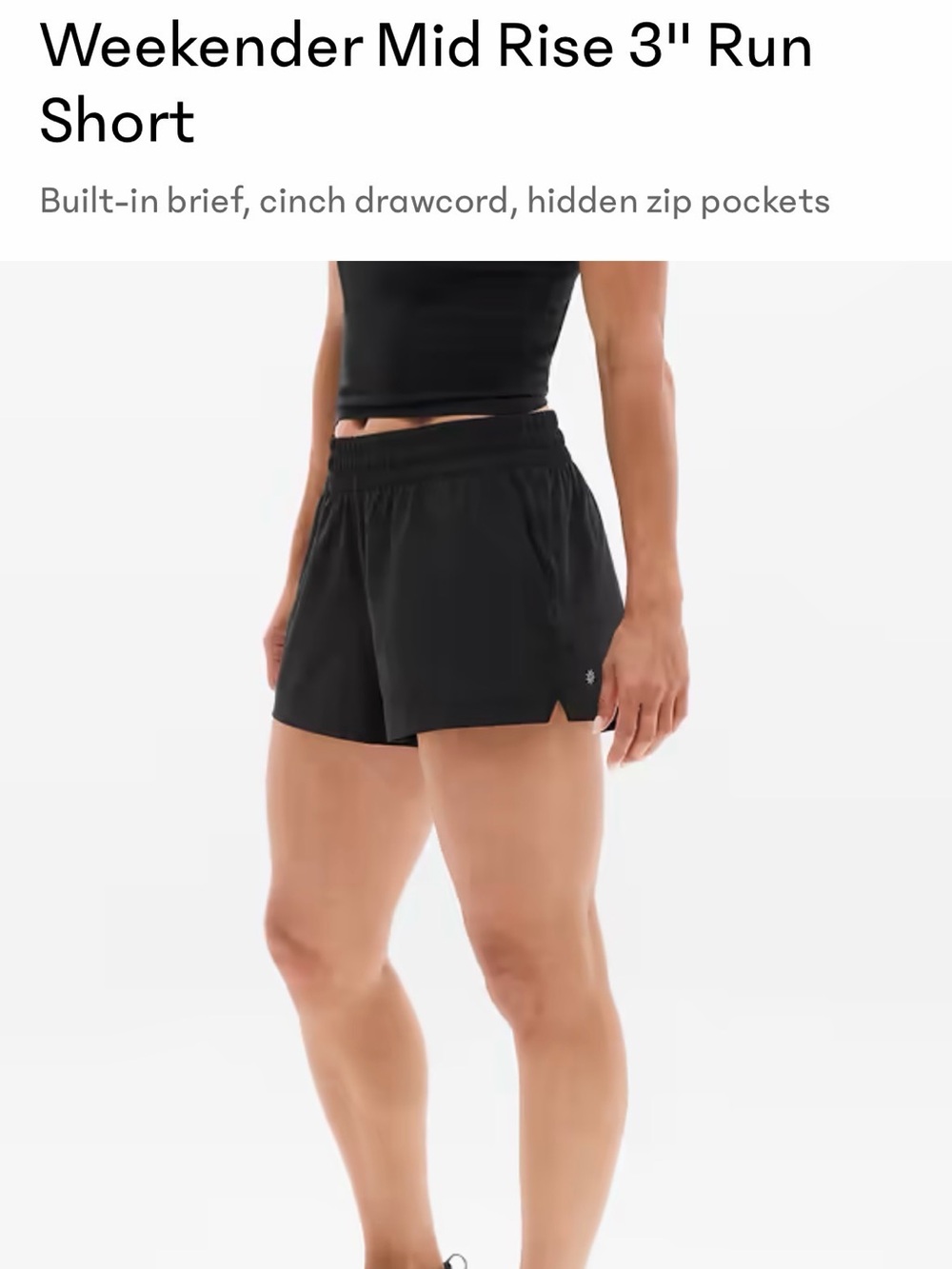 Athleta Weekender Mid-Rise Run Short — Black
